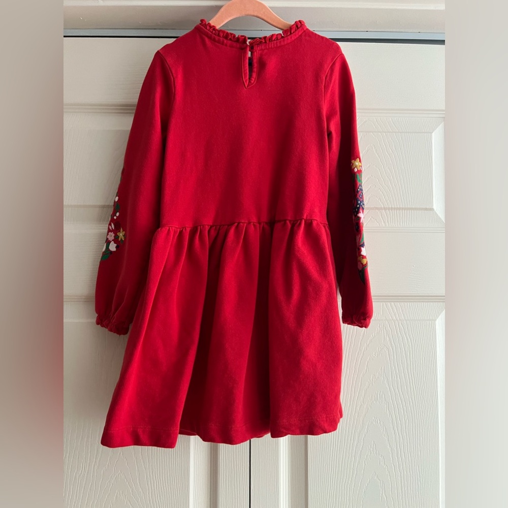 Red girls Mini Boden Embroidery Flowered Dress - Picture 2 of 6